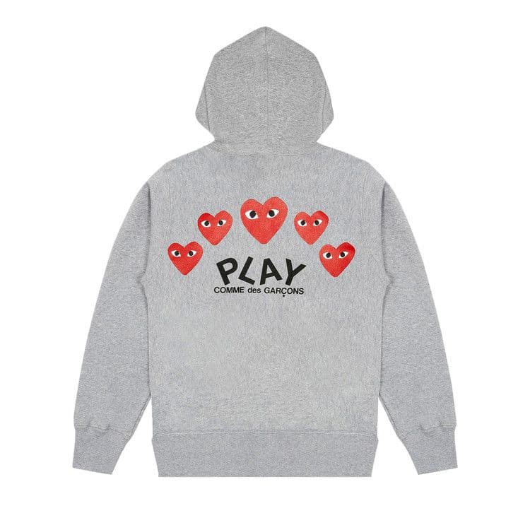 Comme des Garcons PLAY Play Red Multi Heart Zip Up Hoodie Grey — foto 3