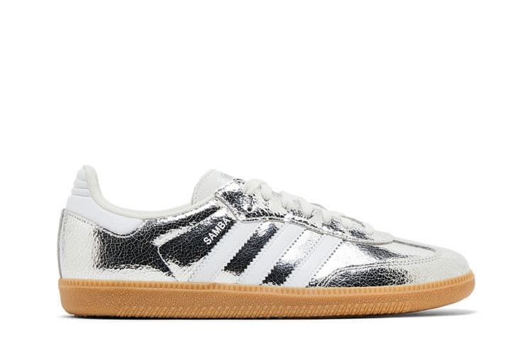 adidas Samba OG Silver Metallic Cracked Leather (Women's) — foto 2