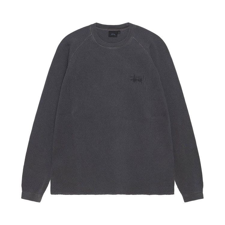 Stussy Raglan Thermal L/S Crew Washed Black