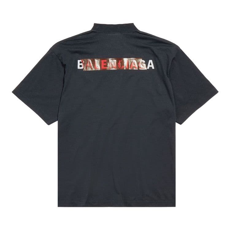 Balenciaga Taped Balenciaga Back T-Shirt 'Faded Black/White/Red' — foto 3