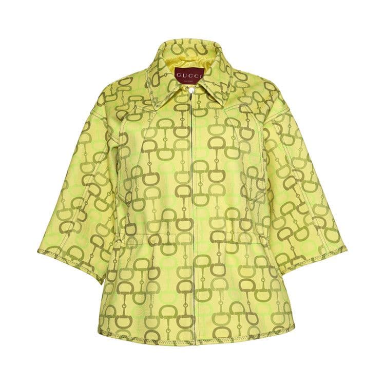 Gucci Printed Short Sleeve Boxy Jacket 'Lime Green' (Women's)