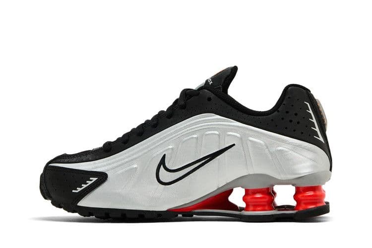 Nike Shox R4 Metallic Silver Black Picante Red (GS) — foto 4