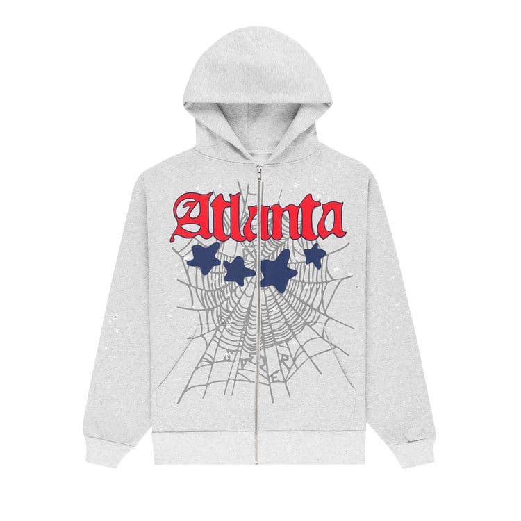 Sp5der Atlanta Full Zip Hoodie 'Heather Grey'