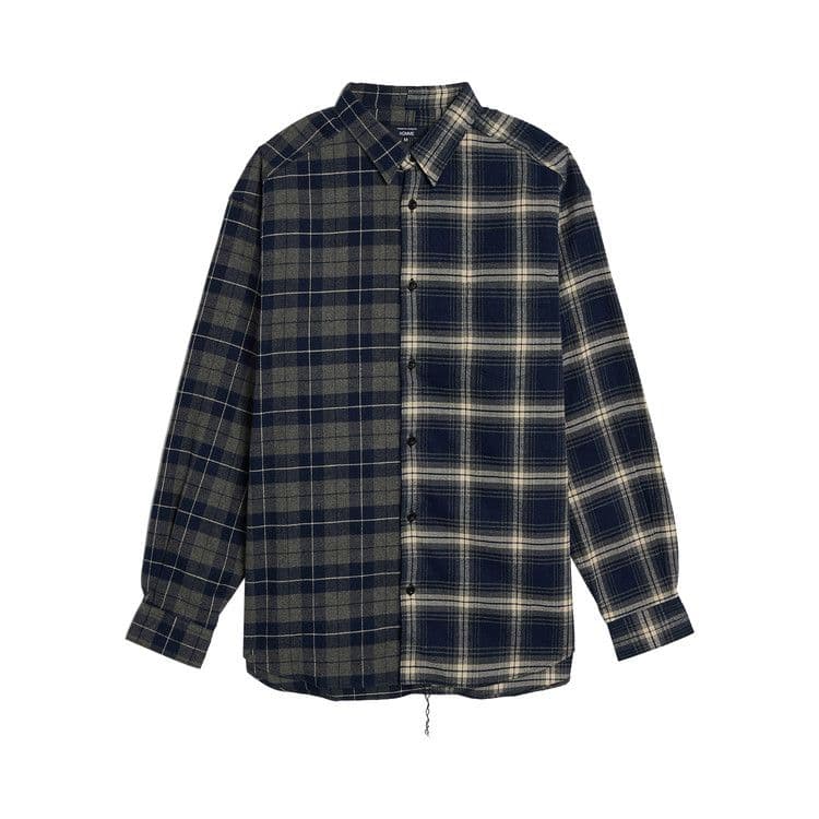 Comme des Garçons Homme Cotton Flannel Check Button Up 'Navy/Grey' — foto 2