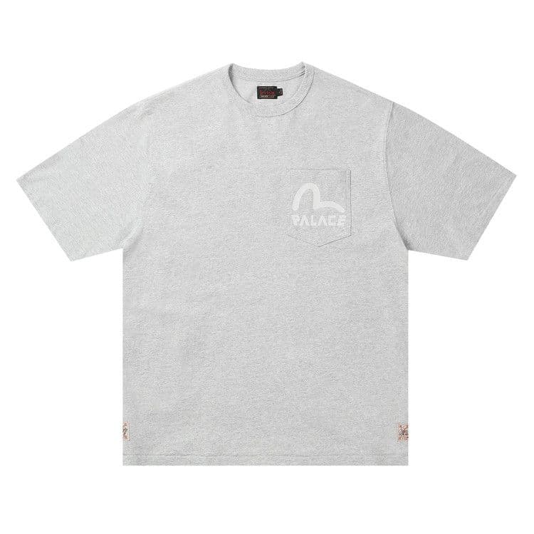 Palace x Evisu Heavy Wash T-Shirt 'Grey Marl'
