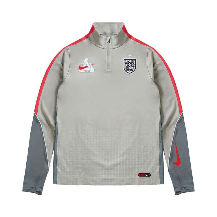 Palace x Nike England Dri-FIT Strike Drill Top Pewter Grey/Cool Grey/Bright Crimson