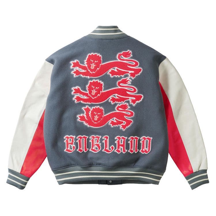 Nike x England x Palace Cryoshot Varsity Jacket 'Cool Grey White Bright Crimson' — foto 4