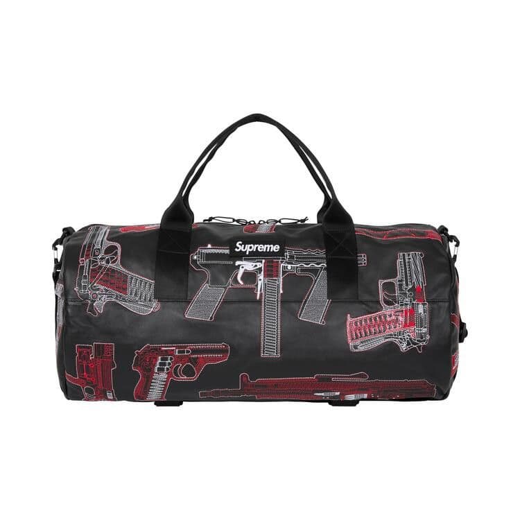 Supreme Guns Embroidered Leather Duffle Bag 'Black'