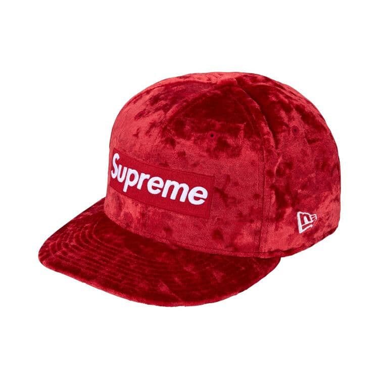 Supreme Crushed Velvet Box Logo New Era 'Red'