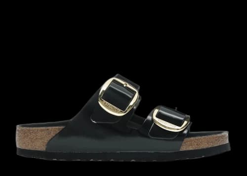 Birkenstock Arizona Big Buckle Natural Leather Patent Black Gold (Women's)