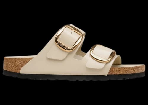 Birkenstock Arizona Big Buckle Natural Leather Patent High-Shine Oyster