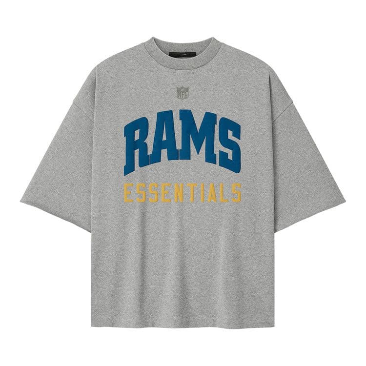 Fear of God Essentials Rams 90s 3/4 Sleeve Football Tee Concrete Heather
