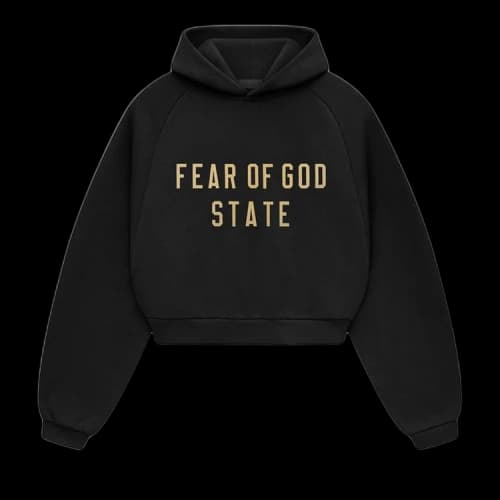 Fear of God Essentials Womens Fleece Cropped Hoodie Black