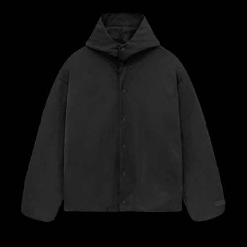 Fear of God Essentials Textured Nylon Hooded Coaches Jacket Black