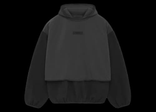Fear of God Essentials Core Collection Nylon Fleece Hooded Sweatshirt Black/ Black