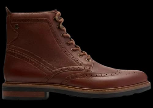 Clarks Newford Lace Boot Mid Tan Leather