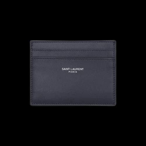 Saint Laurent Paris Card Case In Smooth Leather 'Midnight'