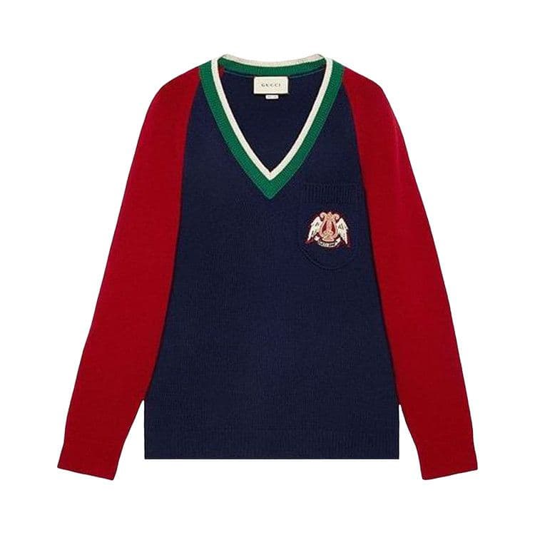 Gucci V-Neck Wool Sweater Indigo