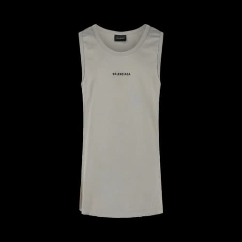 Balenciaga Embroidered Logo Tank Dust Black
