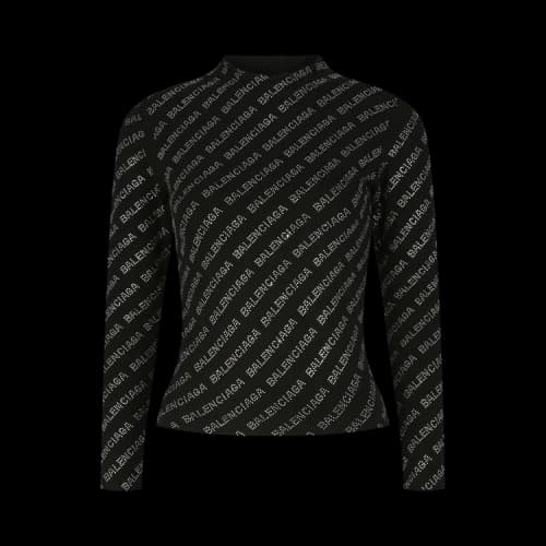 Balenciaga Women's Crystal Embellished Logo Top Black/Silver
