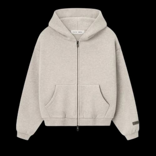 Fear of God Essentials Kids Classic Fleece Zip-Up Hoodie Heather Stone