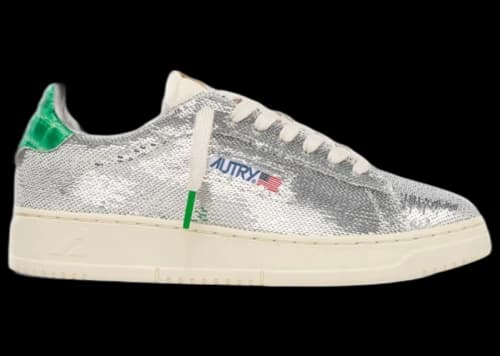 Autry Dallas Low Sparkling Silver Green Sequins