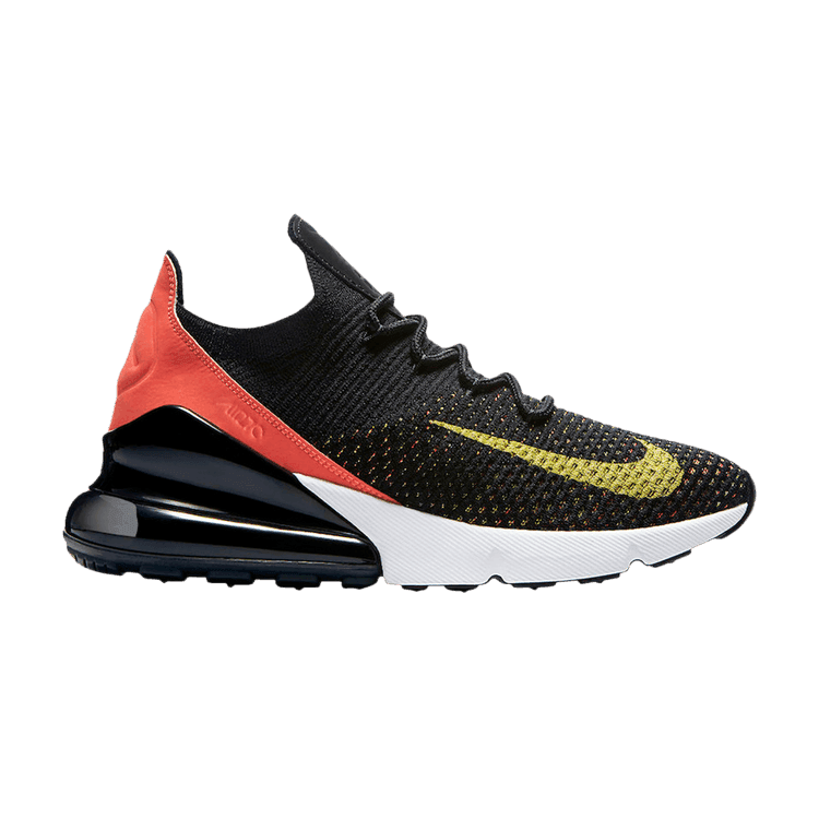 Nike Air Max 270 Flyknit Black Bright Crimson Yellow Strike (Women's)