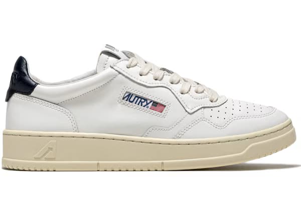 Autry Medalist Leather Low White Dark Blue (Women's)