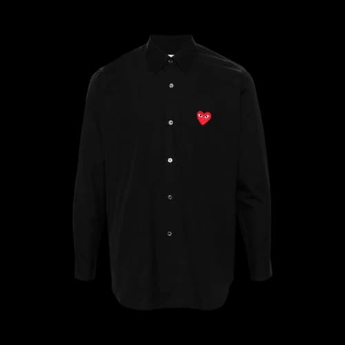 Comme des Garcons Play Red Emblem Button Up Shirt Black