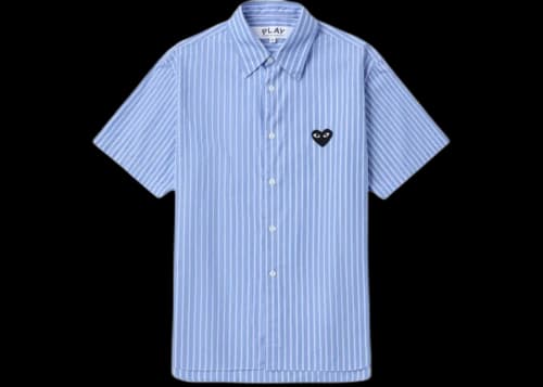 Comme des Garcons PLAY Striped Short Sleeve Shirt Acid Blue