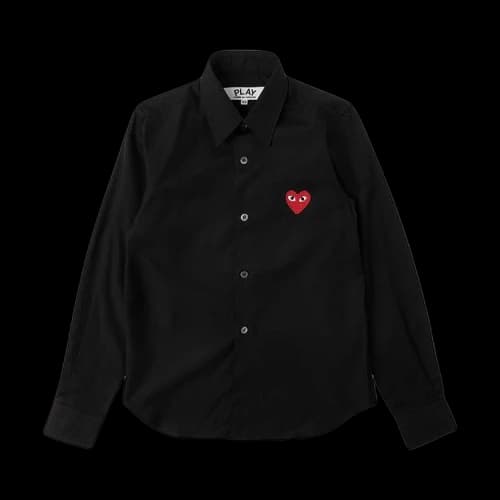 Comme des Garcons Play Women's Red Emblem Button Up Shirt Black