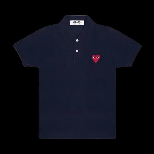 Comme des Garcons PLAY Play Red Emblem Polo Navy