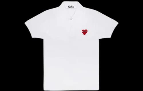 Comme des Garcons PLAY Play Red Emblem Polo White