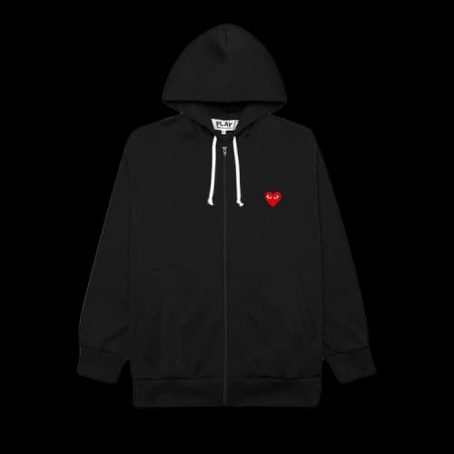 Comme des Garcons PLAY Play Red Heart Zip Up Hoodie Black