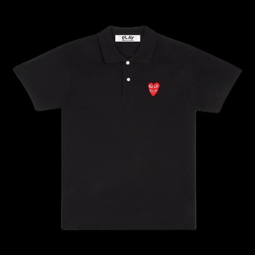 Comme des Garcons PLAY Play Stacked Heart Polo Black
