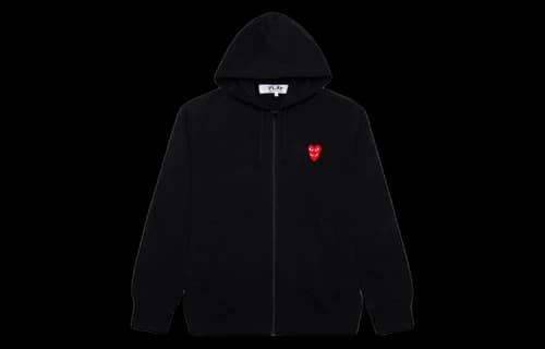 Comme des Garcons PLAY Play Red Stacked Heart Zip Up Hoodie Black