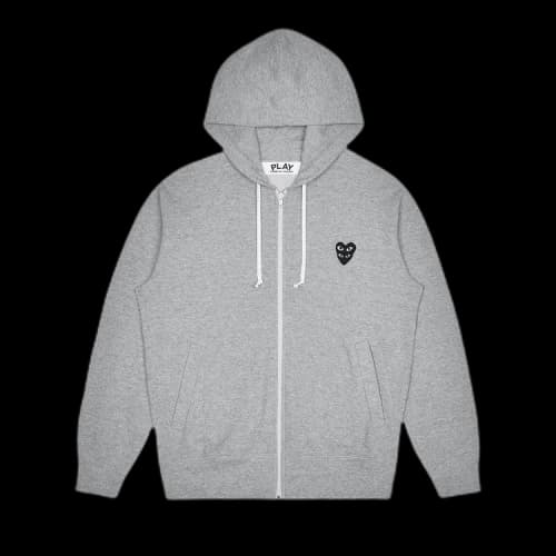 Comme des Garcons PLAY Play Black Stacked Heart Zip Up Hoodie Grey