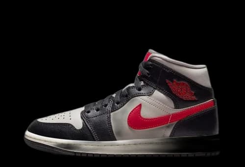 Jordan 1 Mid Black College Grey Gym Red (Women's)