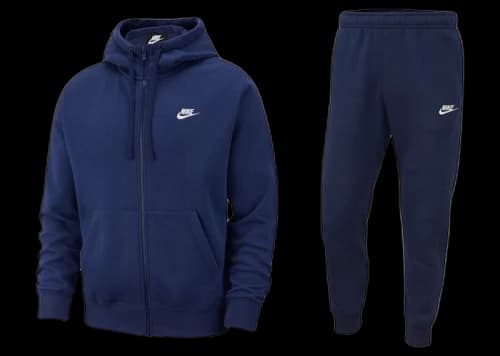 Nike Sportswear Club Fleece Full-Zip Hoodie & Joggers Set Midnight Navy/Midnight Navy/White