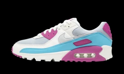 Nike Air Max 90 White Vivid Pink Light Blue Fury (Women's)