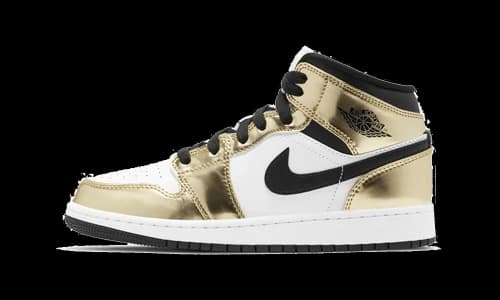 Jordan 1 Mid Metallic Gold Black White (GS)