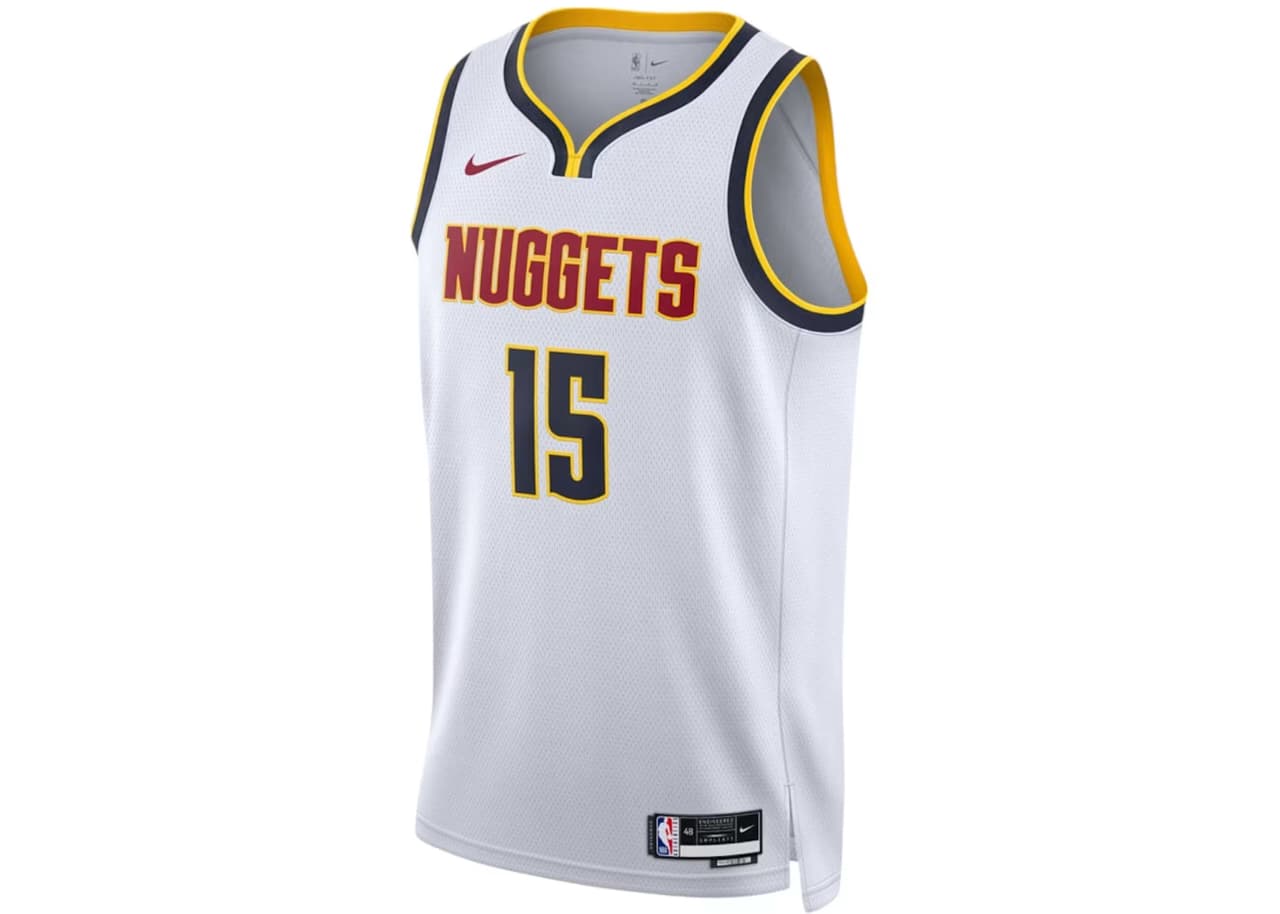 Nike NBA Denver Nuggets Nikola Jokic Association Edition Swingman Dri-Fit Jersey White/Dark Red/Navy