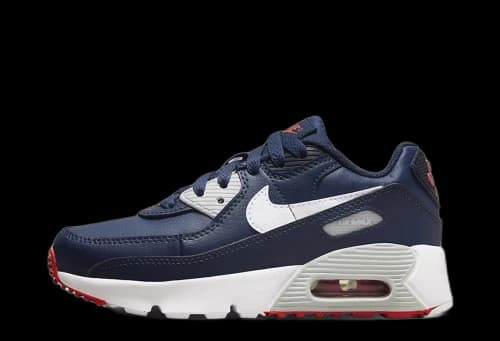 Nike Air Max 90 Leather Obsidian Track Red (PS)