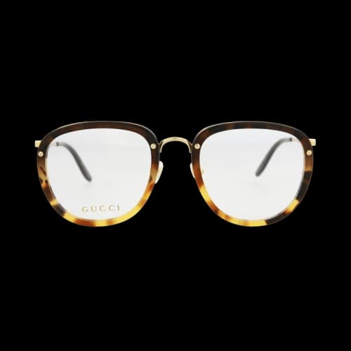 Gucci Square -Frame Acetate Optical Frames Havana Gold Transparent (GG0675O-30008623-002)