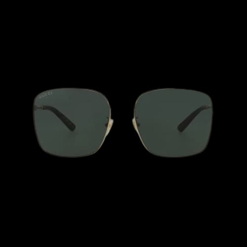 Gucci Square-Frame Metal Sunglasses Gold Gold Green (GG0852SK-30009543-001)