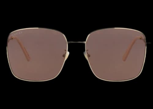 Gucci Square-Frame Metal Sunglasses Gold Gold Brown (GG0852SK-30009543-004)