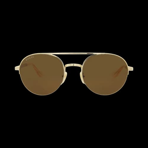 Gucci Round-Frame Metal Sunglasses Gold Gold Brown (GG0984S-30011133-002)