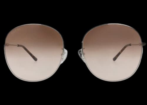 Gucci Round-Frame Metal Sunglasses Silver Silver Brown (GG1416SK-30014426-002)