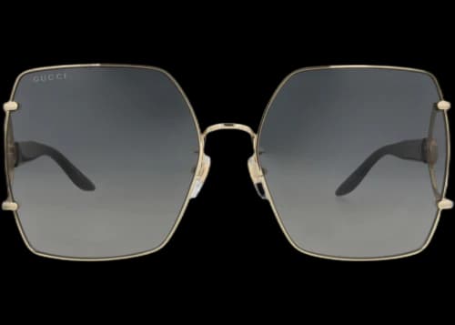 Gucci Square-Frame Metal Sunglasses Gold Black Grey (GG1564SA-30014837-001)