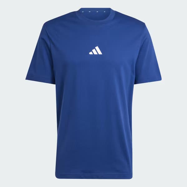 adidas Essentials Small Logo Single Jersey Tee Dark Blue White